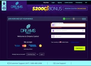 2024 dreams casino no deposit bonus codes